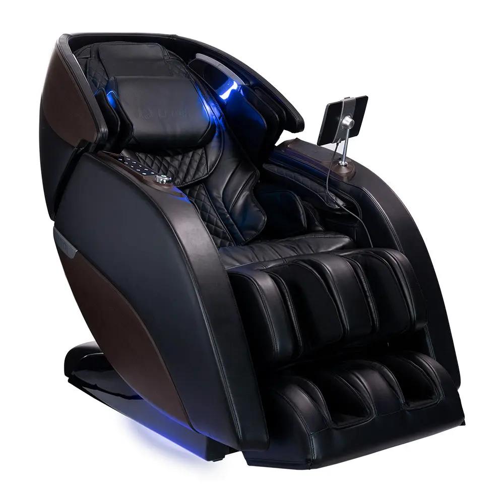 Kyota Nokori M980 Syner-D massage chair in black with blue accent lighting, our top luxury massage chair of 2026