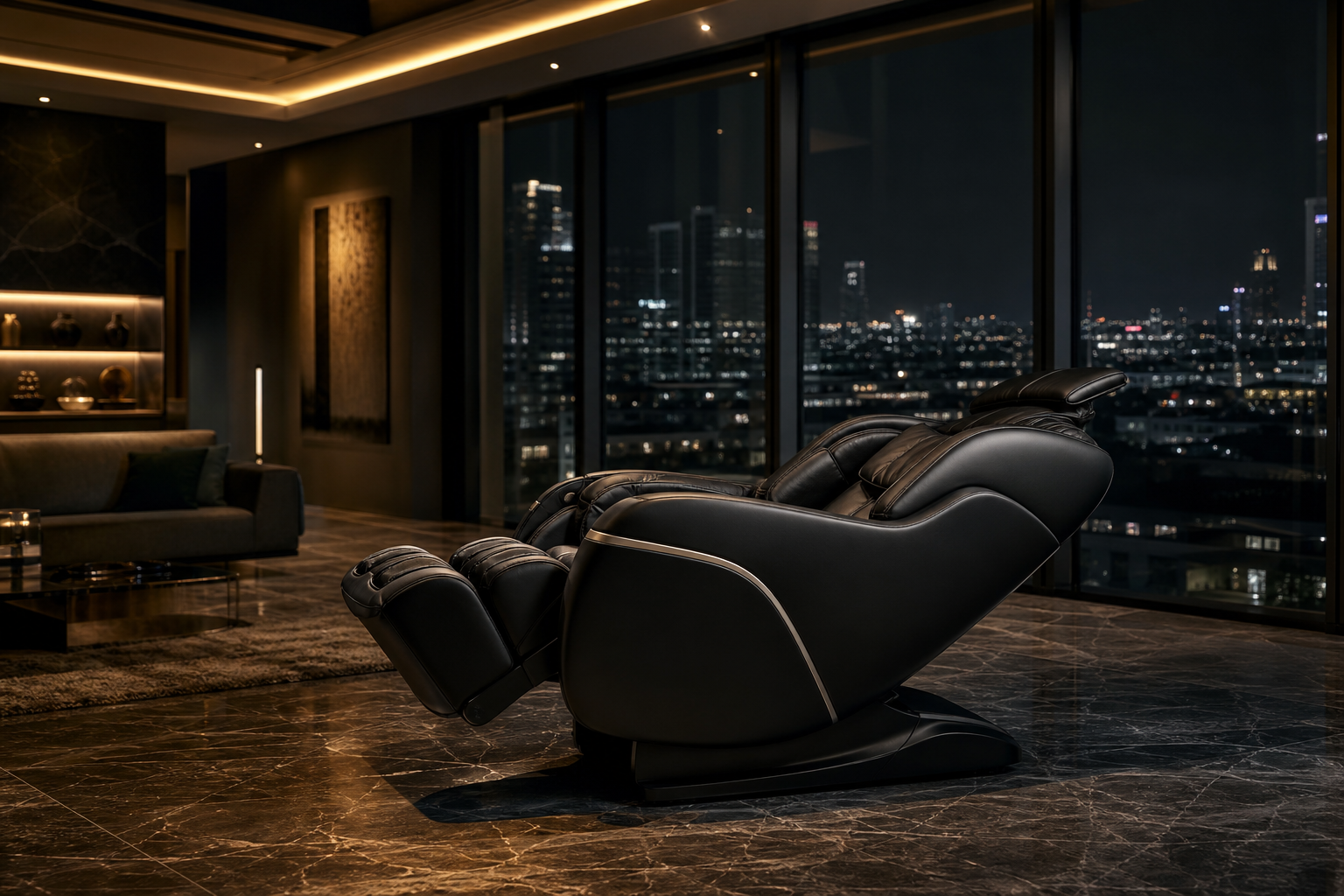 Luxury massage chair in zero-gravity position - penthouse setting